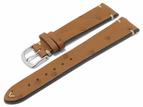 HANDMADE IN GERMANY: Uhrband -Westkap- 20mm hellbraun Echt Strau� optional auch mit EASY-CLICK von MEYHOFER  - Bild vergr��ern 