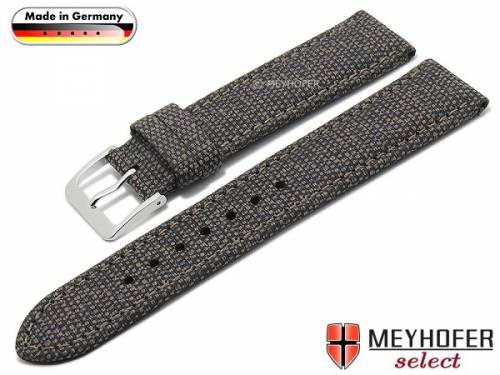 Uhrenarmband -Speyer- 20mm mittelbraun Textil abgen�ht von MEYHOFER (Schlie�enansto� 18 mm) - Bild vergr��ern 