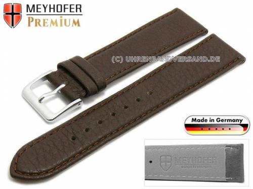 Uhrenarmband -Derbyshire- 19mm dunkelbraun Leder genarbt abgen�ht von Meyhofer (Schlie�enansto� 18 mm) - Bild vergr��ern 