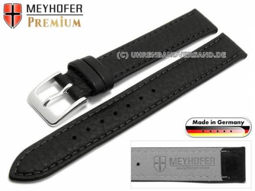 Uhrenarmband -Derbyshire- 14mm schwarz Leder genarbt abgen�ht von Meyhofer (Schlie�enansto� 14 mm) - Bild vergr��ern 