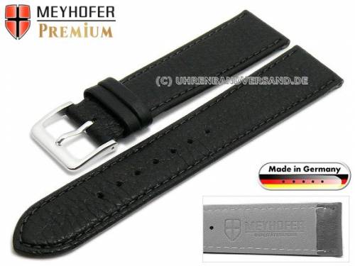 Uhrenarmband -Derbyshire- 16mm schwarz Leder genarbt abgen�ht von Meyhofer (Schlie�enansto� 16 mm) - Bild vergr��ern 