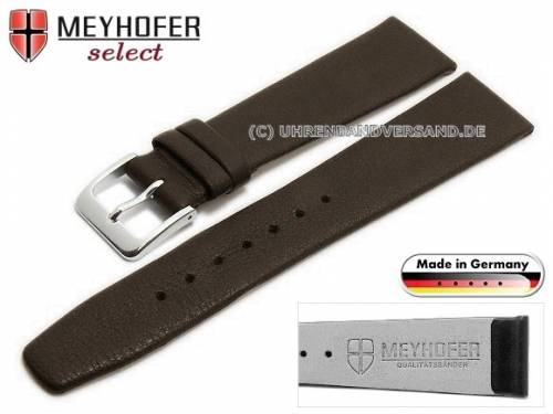 Uhrenarmband XL -Regensburg- 17mm dunkelbraun Leder fein genarbt ohne Naht von Meyhofer (Schlie�enansto� 16 mm) - Bild vergr��ern 