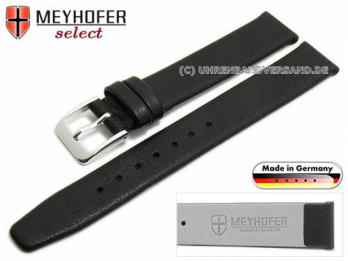 Uhrenarmband XS -Solingen- 14mm schwarz Leder fein genarbt ohne Naht von MEYHOFER (Schlie�enansto� 14 mm) - Bild vergr��ern 
