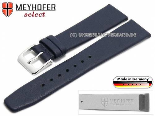Uhrenarmband -Steinfurt- 18mm dunkelblau Leder fein genarbt ohne Naht von Meyhofer (Schlie�enansto� 16 mm) - Bild vergr��ern 