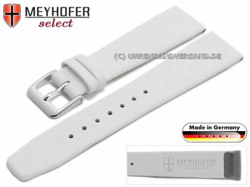Uhrenarmband XS -Solingen- 20mm wei� Leder fein genarbt ohne Naht von MEYHOFER (Schlie�enansto� 16 mm) - Bild vergr��ern 