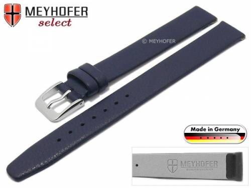 Uhrenarmband XL -Regensburg- 12mm dunkelblau Leder fein genarbt ohne Naht von Meyhofer (Schlie�enansto� 12 mm) - Bild vergr��ern 