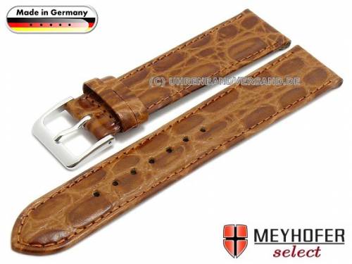 Uhrenarmband -Wetzlar- 20mm hellbraun Leder Kroko-Pr�gung abgen�ht von Meyhofer (Schlie�enansto� 18 mm) - Bild vergr��ern 