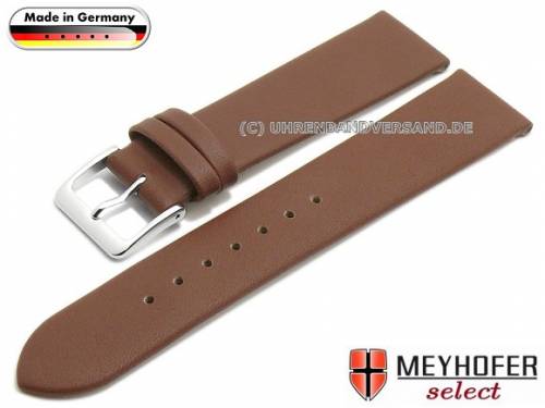 Uhrenarmband XS -Lindau- 18mm mittelbraun Leder glatt ohne Naht von Meyhofer (Schlie�enansto� 18 mm) - Bild vergr��ern 