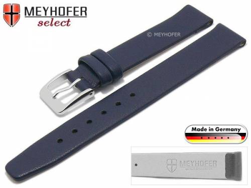 Uhrenarmband XS -Solingen- 12mm dunkelblau Leder fein genarbt ohne Naht von MEYHOFER (Schlie�enansto� 12 mm) - Bild vergr��ern 