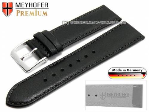 Uhrenarmband XS -Korbach- 16mm schwarz Leder fein genarbt abgen�ht von Meyhofer (Schlie�enansto� 14 mm) - Bild vergr��ern 