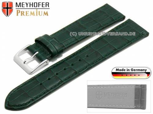 Uhrenarmband -Wellington- 16mm dunkelgr�n Leder Alligator-Pr�gung abgen�ht von Meyhofer (Schlie�enansto� 16 mm) - Bild vergr��ern 
