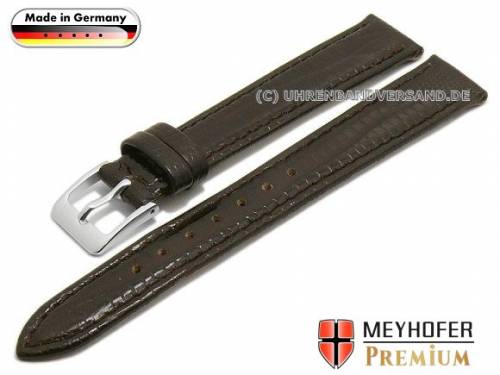 Uhrenarmband -Kronberg- 13mm dunkelbraun Leder Teju-Pr�gung abgen�ht von Meyhofer (Schlie�enansto� 12 mm) - Bild vergr��ern 