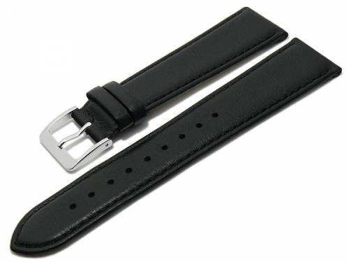 Uhrenband -Willingen- 19mm schwarz Leder HANDMADE in GERMANY von Meyhofer optional mit Easy-Click (Schlie�e 18 mm) - Bild vergr��ern 