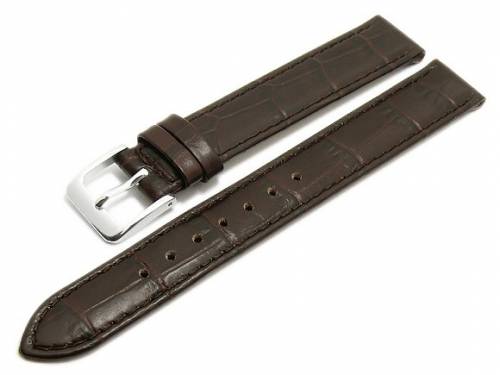 Uhrenarmband -Wellington- 15mm dunkelbraun Leder Alligator-Pr�gung HANDMADE in GERMANY von MEYHOFER (Schlie�e 14 mm) - Bild vergr��ern 