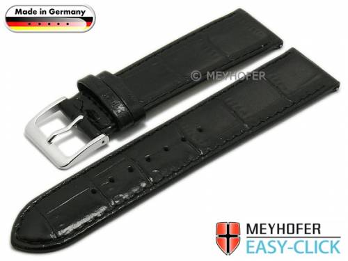 Meyhofer EASY-CLICK Uhrenarmband XS -Eifel- 18mm schwarz Leder Alligator-Pr�gung abgen�ht (Schlie�enansto� 16 mm) - Bild vergr��ern 