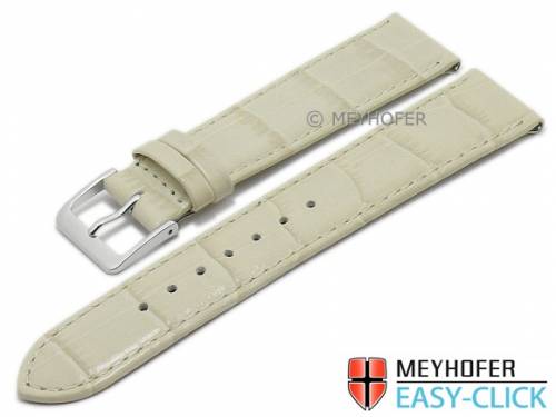 Meyhofer EASY-CLICK Uhrenarmband -Isar- 18mm hellbeige Leder Alligator-Pr�gung abgen�ht (Schlie�enansto� 16 mm) - Bild vergr��ern 