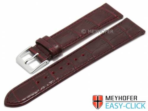 Meyhofer EASY-CLICK Uhrenarmband -Isar- 16mm bordeaux Leder Alligator-Pr�gung abgen�ht (Schlie�enansto� 16 mm) - Bild vergr��ern 