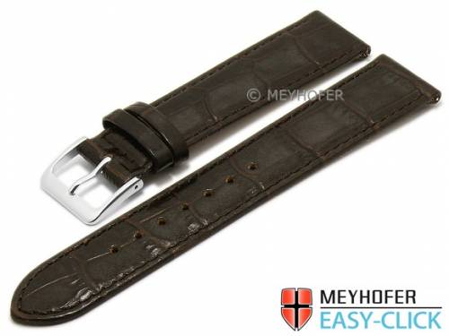 Meyhofer EASY-CLICK Uhrenarmband -Isar- 20mm dunkelbraun Leder Alligator-Pr�gung abgen�ht (Schlie�enansto� 18 mm) - Bild vergr��ern 
