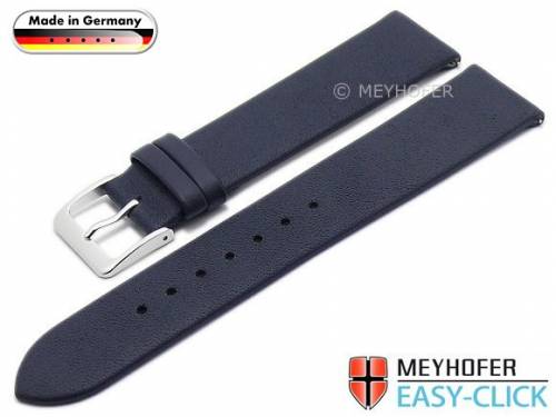 Meyhofer EASY-CLICK Uhrenarmband XS -Weser- 18mm dunkelblau Leder glatt ohne Naht (Schlie�enansto� 18 mm) - Bild vergr��ern 