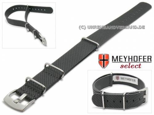 Uhrenarmband -Ciano- 24mm schwarz Synthetik Textillook NATO-Durchzugsband von Meyhofer - Bild vergr��ern 