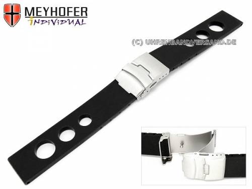 Uhrenarmband -Lervik- 22mm schwarz Silikon Racing-Look mit Faltschlie�e von MEYHOFER - Bild vergr��ern 