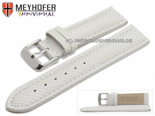 Uhrenarmband -Saarburg- 20mm wei� Synthetik Textillook abgen�ht von MEYHOFER (Schlie�enansto� 18 mm) - Bild vergr��ern 