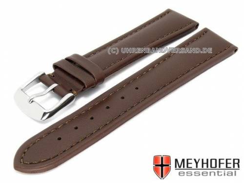 Uhrenarmband -Nybro- 18mm dunkelbraun Leder glatt matt abgen�ht von MEYHOFER (Schlie�enansto� 18 mm) - Bild vergr��ern 