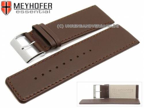 Uhrenarmband -Derenburg- 30mm dunkelbraun Leder glatt matt abgen�ht von Meyhofer (Schlie�enansto� 28 mm) - Bild vergr��ern 