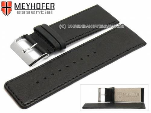 Uhrenarmband -Derenburg- 36mm schwarz Leder glatt matt abgen�ht von Meyhofer (Schlie�enansto� 34 mm) - Bild vergr��ern 