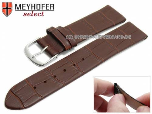 Uhrenarmband -Pensacola- 20mm Clip-Ansto� dunkelbraun Leder Alligator-Pr�gung von MEYHOFER (Schlie�enansto� 18 mm) - Bild vergr��ern 