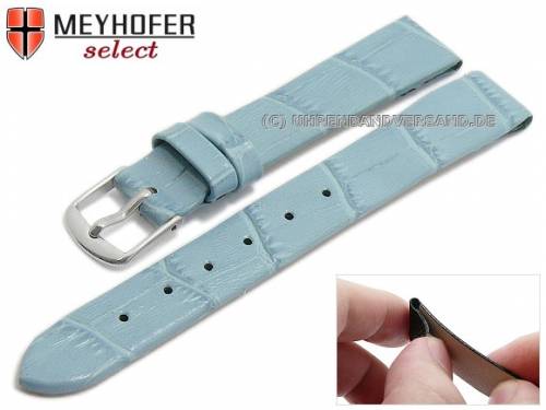 Uhrenarmband -Pensacola- 12mm Clip-Ansto� eisblau Leder Alligator-Pr�gung von MEYHOFER (Schlie�enansto� 12 mm) - Bild vergr��ern 