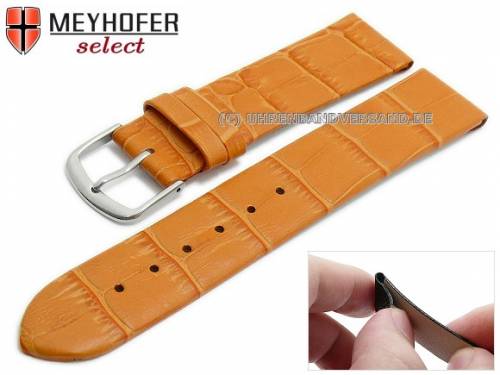 Uhrenarmband -Pensacola- 20mm Clip-Ansto� orange Leder Alligator-Pr�gung von MEYHOFER (Schlie�enansto� 18 mm) - Bild vergr��ern 
