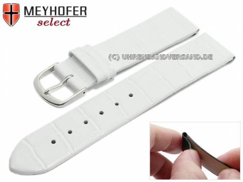 Uhrenarmband -Pensacola- 18mm Clip-Ansto� wei� Leder Alligator-Pr�gung von MEYHOFER (Schlie�enansto� 16 mm) - Bild vergr��ern 
