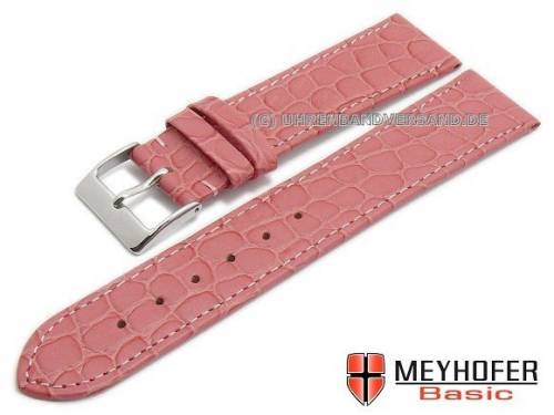 MEYHOFER Basic Uhrenarmband -Santos- 16mm pink Leder Kroko-Pr�gung abgen�ht (Schlie�enansto� 14 mm) - Bild vergr��ern 