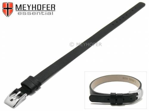 Uhrenarmband -Kufstein- 08mm schwarz Leder glatt Durchzugsband von Meyhofer - Bild vergr��ern 