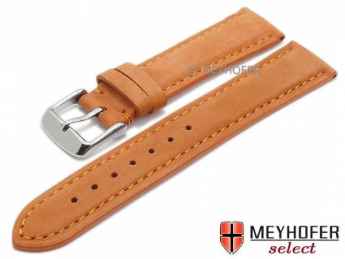 Uhrenarmband -Memphis- 20mm orange Leder velourartig abgen�ht von MEYHOFER (Schlie�enansto� 18 mm) - Bild vergr��ern 