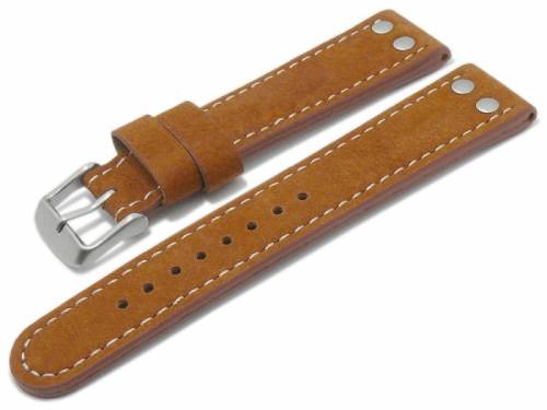 Uhrenarmband XL -Prades- 24mm cognac B�ffelleder Aviator-Look helle Naht von MEYHOFER (Schlie�enansto� 22 mm) - Bild vergr��ern 