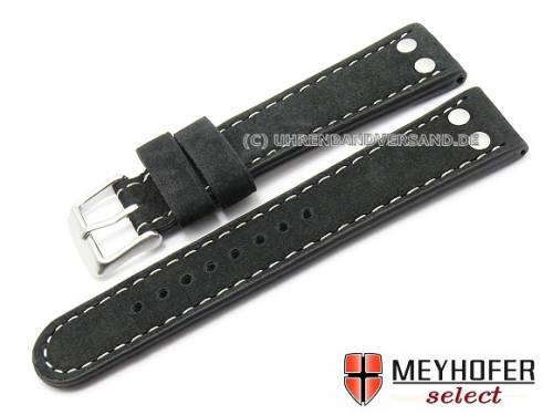 Uhrenarmband -Tarragona- 24mm schwarz B�ffelleder Fliegerband von MEYHOFER (Schlie�enansto� 20 mm) - Bild vergr��ern 