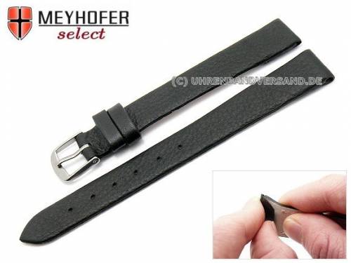 Uhrenarmband -Rockhampton- 10mm Clip-Ansto� schwarz Leder glatt matt von MEYHOFER (Schlie�enansto� 08 mm) - Bild vergr��ern 