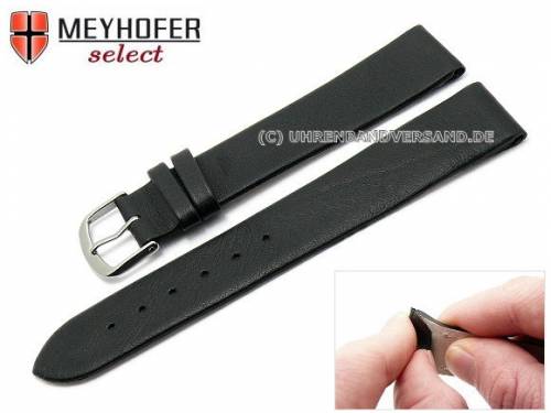 Uhrenarmband -Rockhampton- 17mm Clip-Ansto� schwarz Leder glatt matt von MEYHOFER (Schlie�enansto� 16 mm) - Bild vergr��ern 