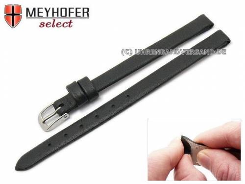 Uhrenarmband -Rockhampton- 08mm Clip-Ansto� schwarz Leder glatt matt von MEYHOFER (Schlie�enansto� 08 mm) - Bild vergr��ern 