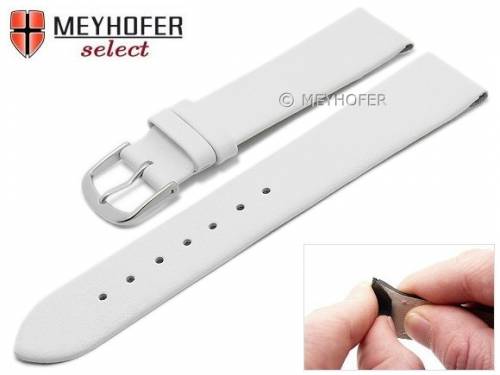 Uhrenarmband -Rockhampton- 20mm Clip-Ansto� wei� Leder glatt matt von MEYHOFER (Schlie�enansto� 18 mm) - Bild vergr��ern 