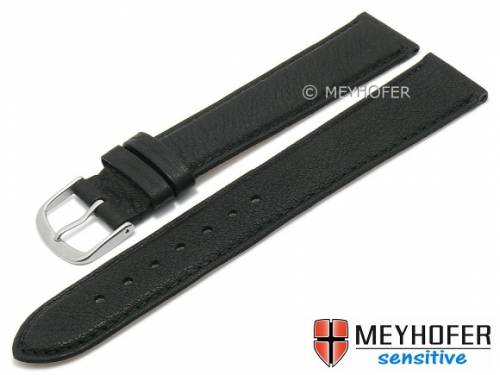Uhrenarmband XL -Appenzell- 16mm schwarz Leder genarbt vegetabil abgen�ht von MEYHOFER (Schlie�enansto� 14 mm) - Bild vergr��ern 