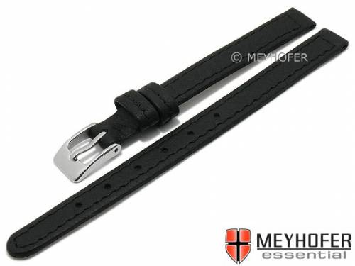 Uhrenarmband -Burnsville- 10mm schwarz Leder genarbt abgen�ht von MEYHOFER (Schlie�enansto� 10 mm) - Bild vergr��ern 