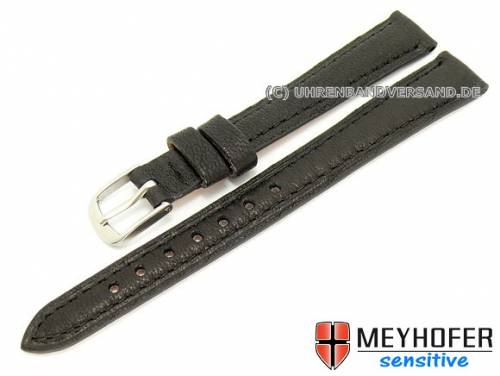 Uhrenarmband -Alvesta- 12mm schwarz genarbt echt Kalb von MEYHOFER (Schlie�enansto� 10 mm) - Bild vergr��ern 
