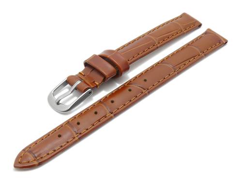 Uhrenarmband -Zarasai- 10mm hellbraun Leder Alligator-Pr�gung matt von MEYHOFER (Schlie�enansto� 10 mm) - Bild vergr��ern 