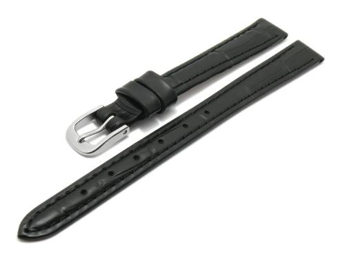 Uhrenarmband -Zarasai- 10mm schwarz Leder Alligator-Pr�gung matt von MEYHOFER (Schlie�enansto� 10 mm) - Bild vergr��ern 