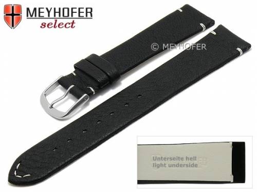 Uhrenarmband -Wadena- 22mm schwarz echt Elchleder helle Naht von MEYHOFER (Schlie�enansto� 20 mm) - Bild vergr��ern 