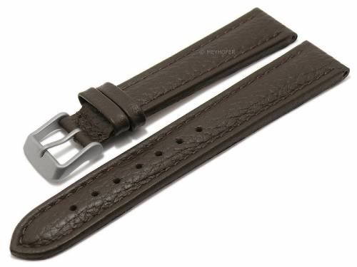Uhrenarmband -Almeria- 20mm dunkelbraun Leder Titanschlie�e genarbt abgen�ht von MEYHOFER (Schlie�enansto� 18 mm) - Bild vergr��ern 