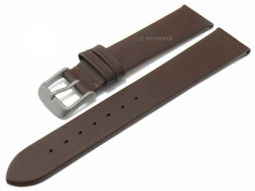 Uhrenarmband -Segovia- 19mm dunkelbraun Leder Titanschliee glatt matt von MEYHOFER (Schlieenansto 18 mm) - Bild vergrern 
